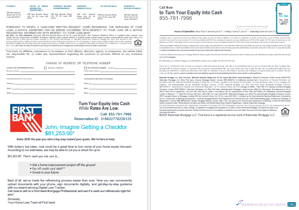 Download USA Bay First bank mortgage loan statement in Word and PDF formats , 4 pages 3 4 Photoshop template